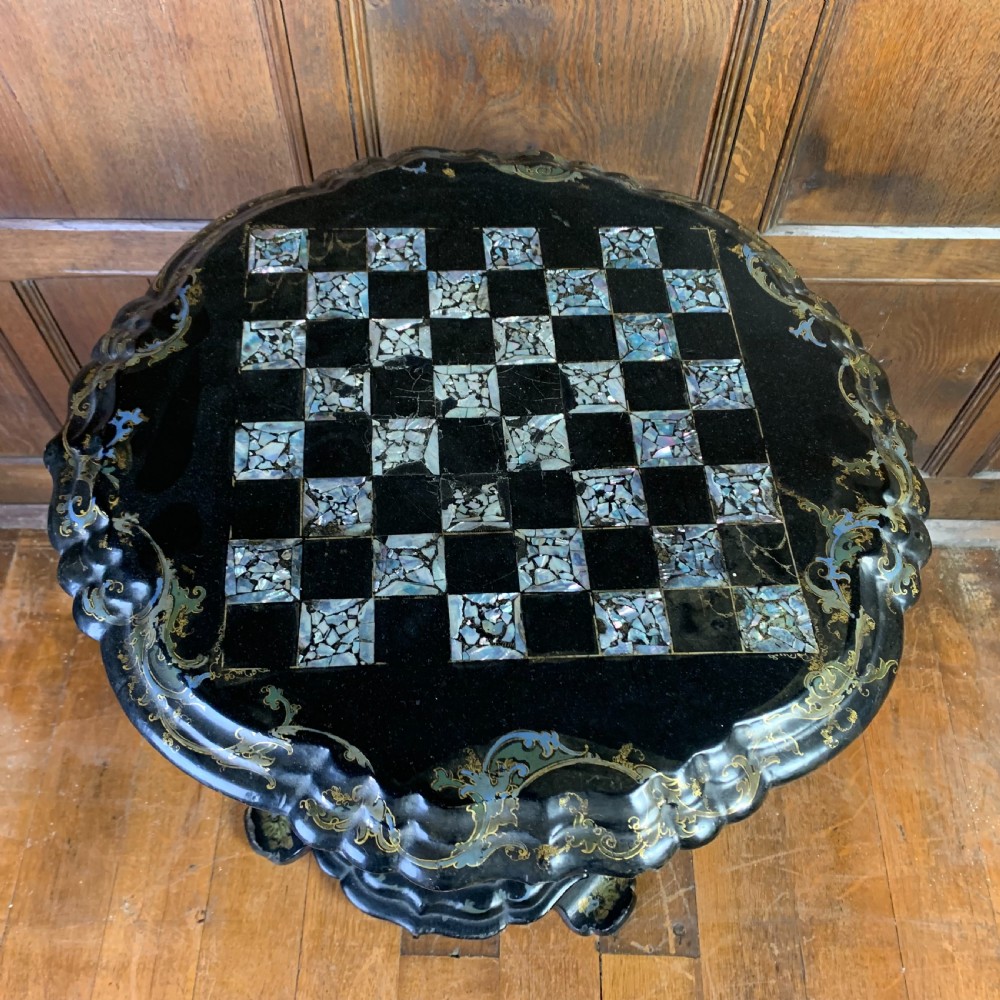 19th century Papier Mache circular Occasional Table View III