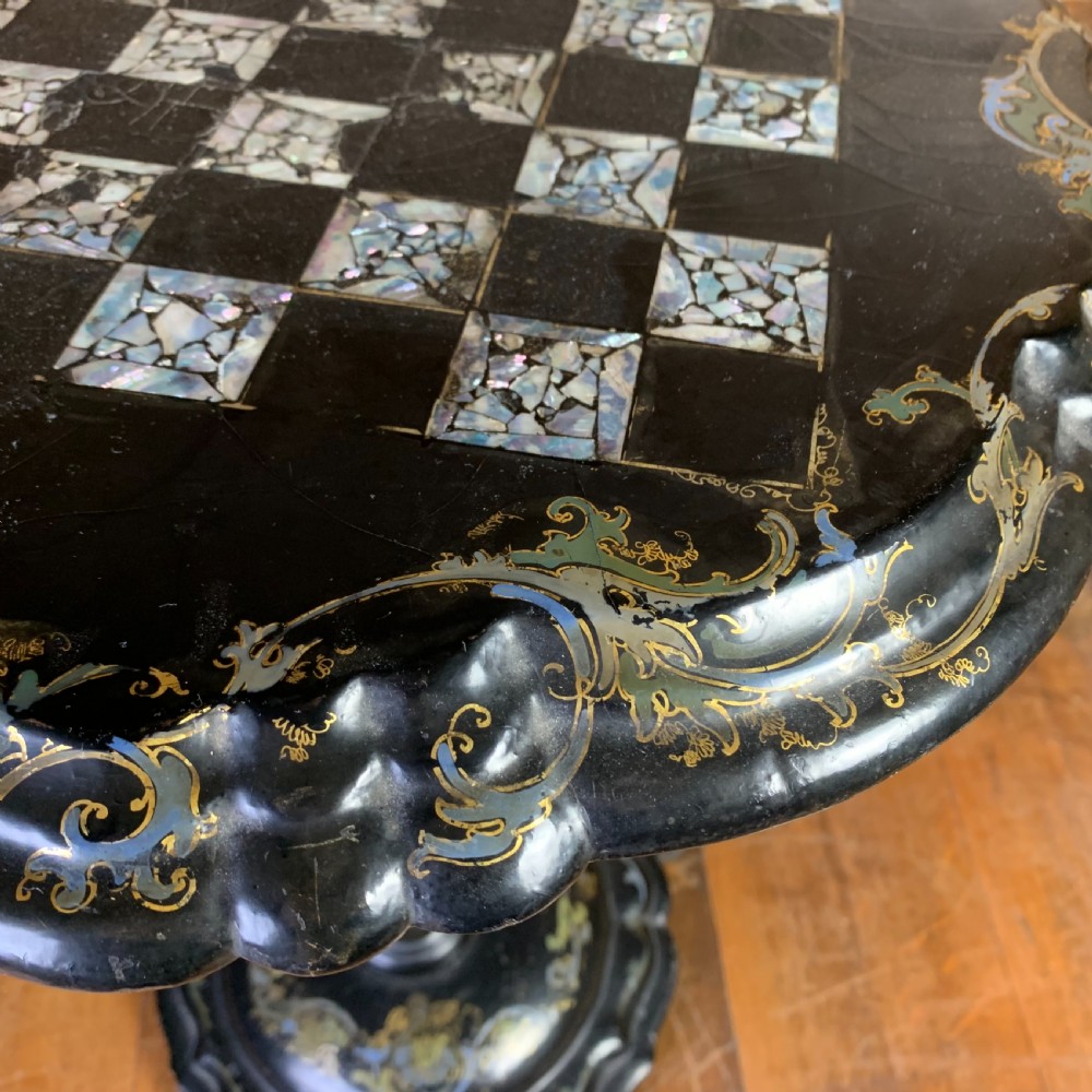 19th century Papier Mache circular Occasional Table View IV