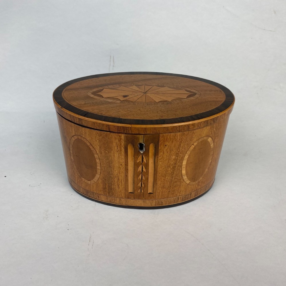 Oval Satinwood inlaid Tea Caddy