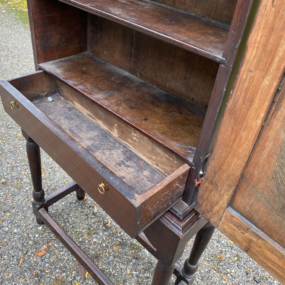 Early 19th century oak cupboard on stand View V