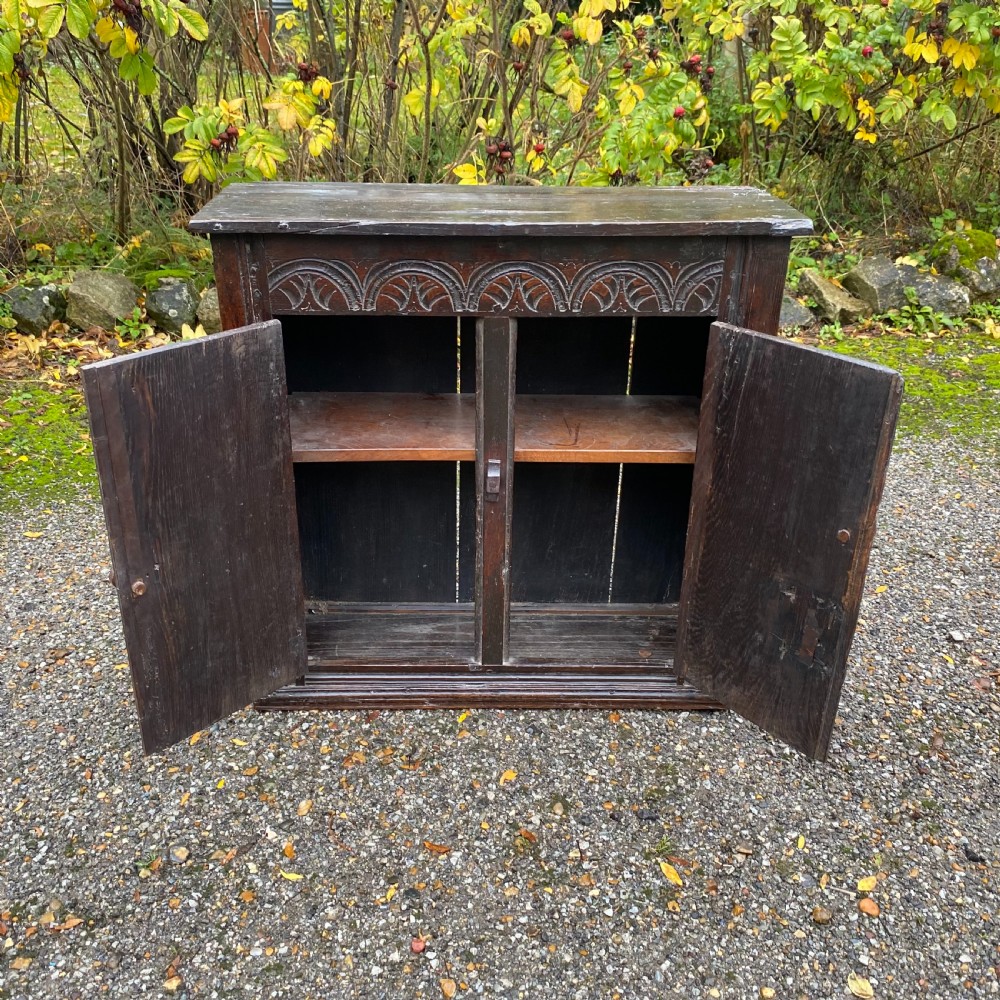 Small carved Oak Cupboard dated 1680 View VI