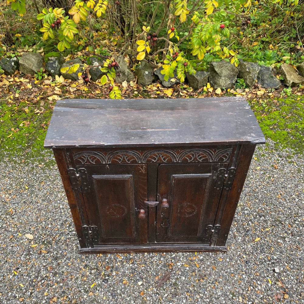 Small carved Oak Cupboard dated 1680 View VII