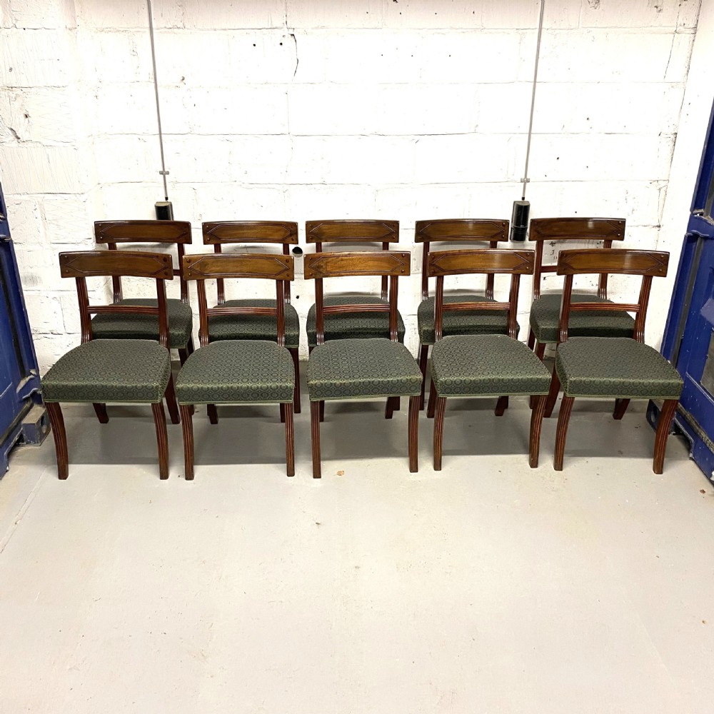 Set of twelve 12/10 ten Regency period mahogany dining chairs View VII