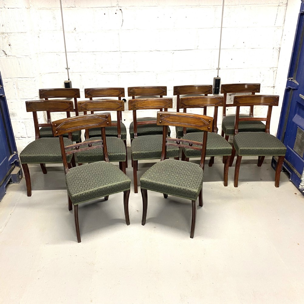 Set of twelve 12/10 ten Regency period mahogany dining chairs View VIII