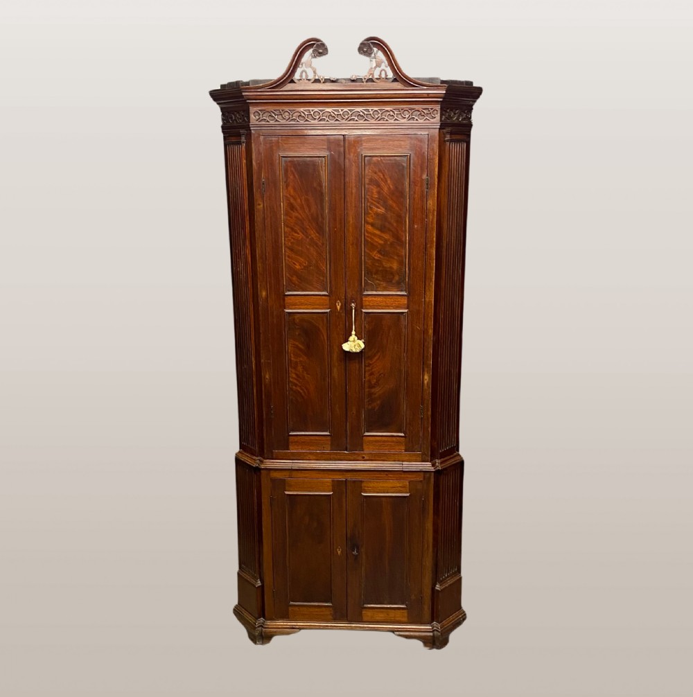 Fine Georgian mahogany standing double corner cupboard View II