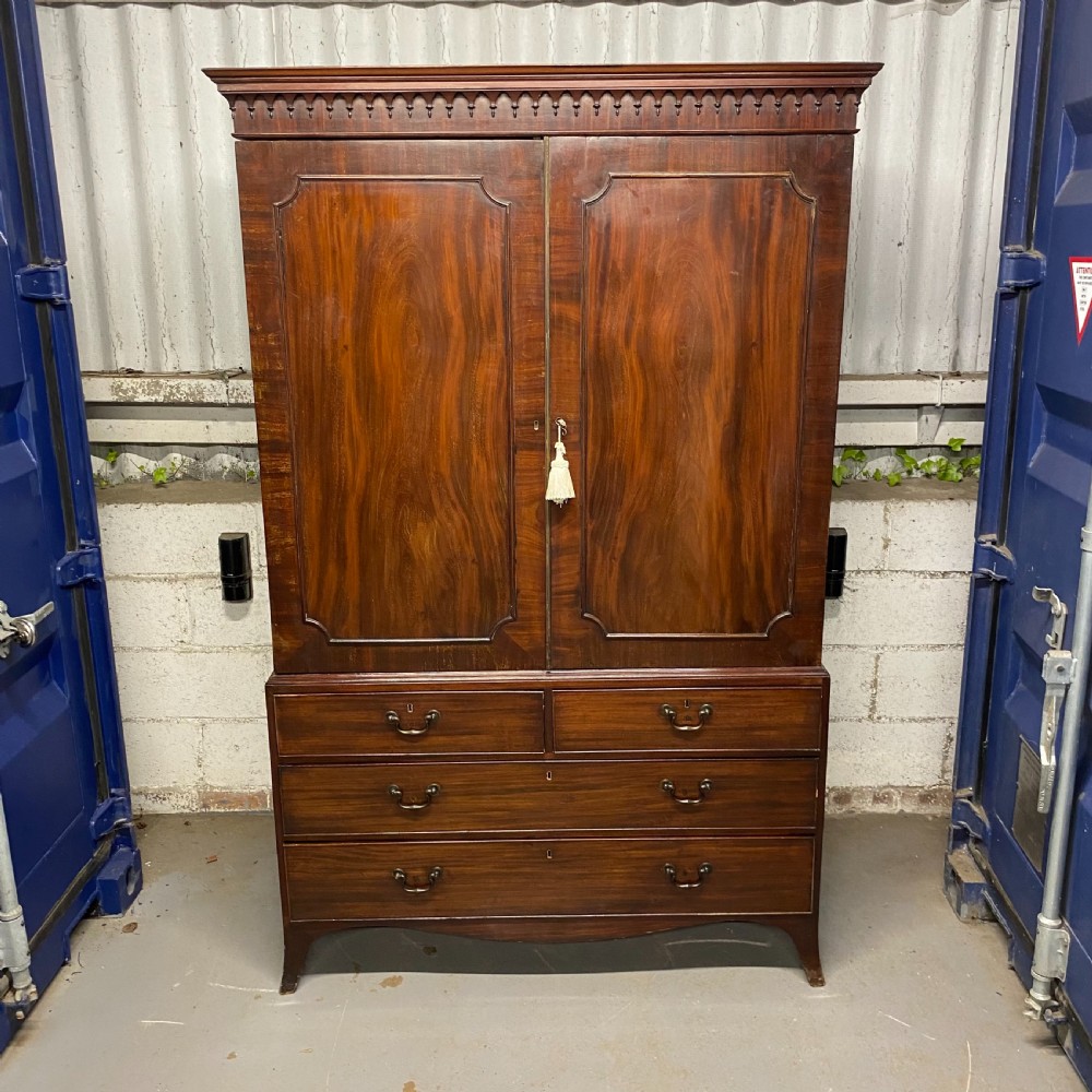 Georgian mahogany Linen Press Wardrobe Cupboard View IV