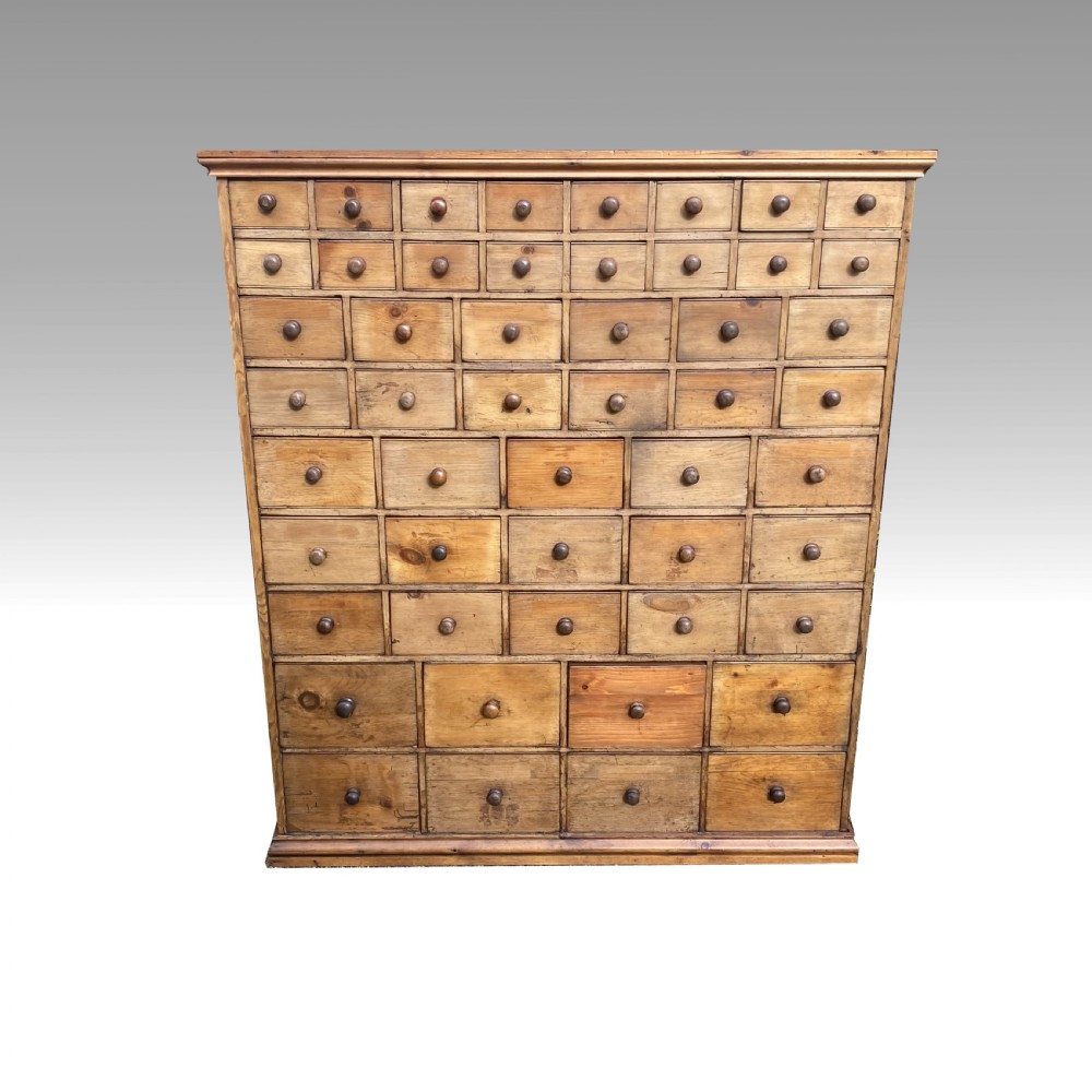 Pine Seed Merchant's or hardware shopkeeper's cabinet  r Bank of Drawers
