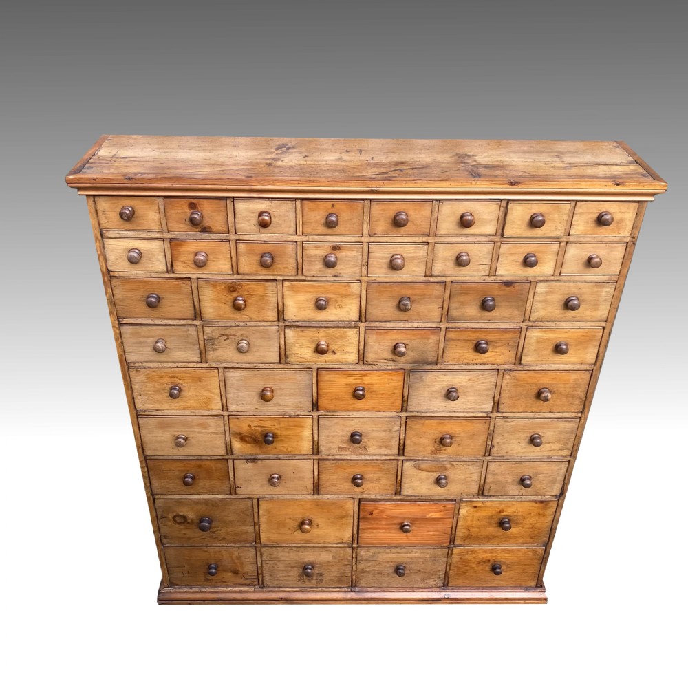 Pine Seed Merchant's or hardware shopkeeper's cabinet  r Bank of Drawers View II