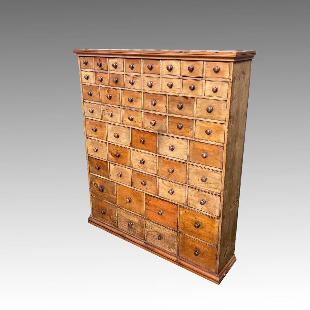 Pine Seed Merchant's or hardware shopkeeper's cabinet  r Bank of Drawers View IV