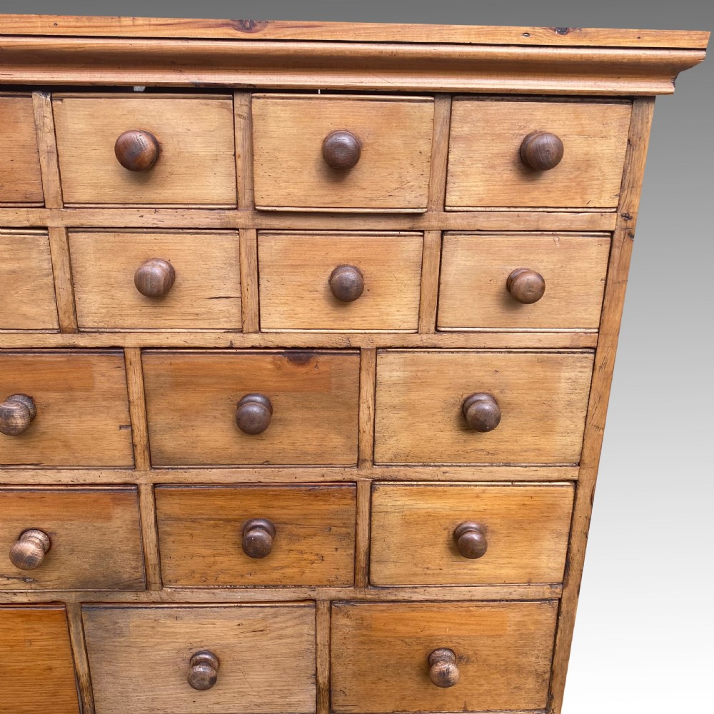 Pine Seed Merchant's or hardware shopkeeper's cabinet  r Bank of Drawers View V