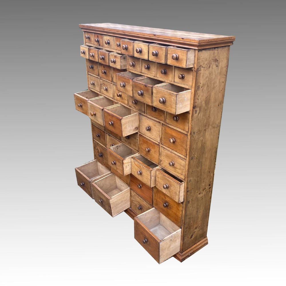 Pine Seed Merchant's or hardware shopkeeper's cabinet  r Bank of Drawers View VI