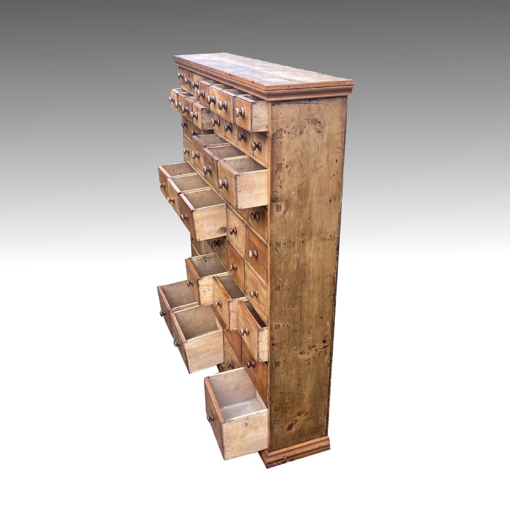 Pine Seed Merchant's or hardware shopkeeper's cabinet  r Bank of Drawers View VII