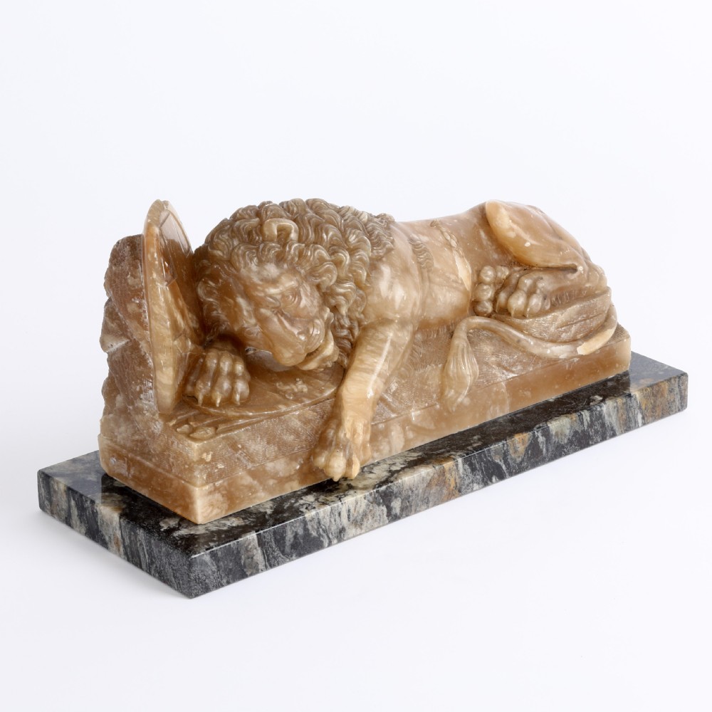 Carved Marble model of the Lion of Lucerne  View II
