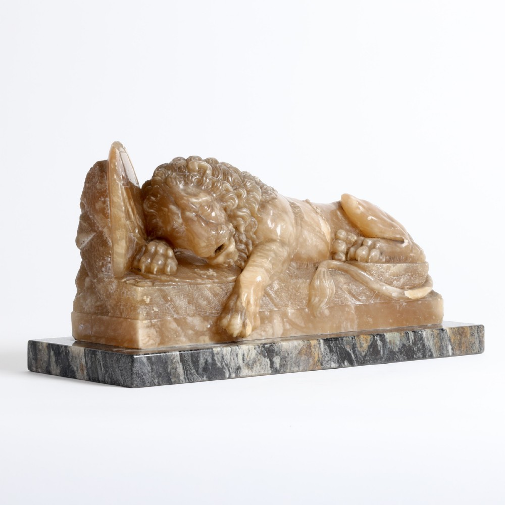 Carved Marble model of the Lion of Lucerne  View III