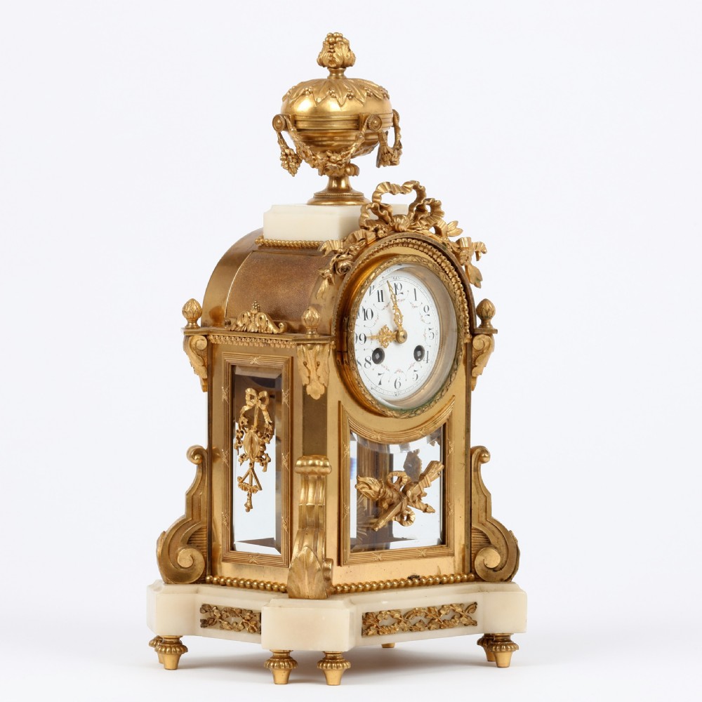 French White Marble and Ormolu Mantel Clock View IV