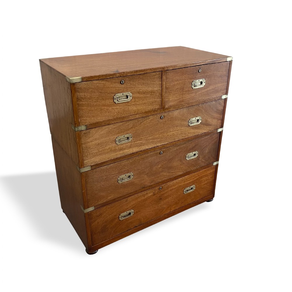 Teak Military/Campaign Chest of Drawers by Ross & Co. Dublin
