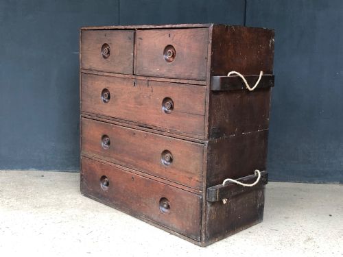 19th Century Naval / Maritime Teak Campaign Chest.