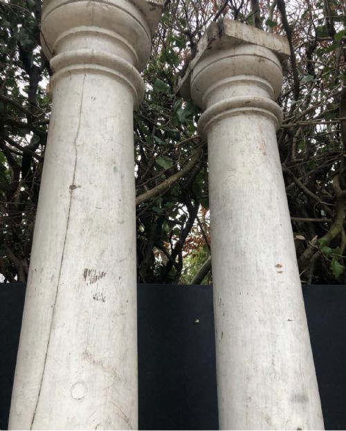 PAIR OF PORTICO SOFTWOOD ARCHITECTURAL COLUMNS FOR RESTORATION - ADDITIONAL PHOTO 1