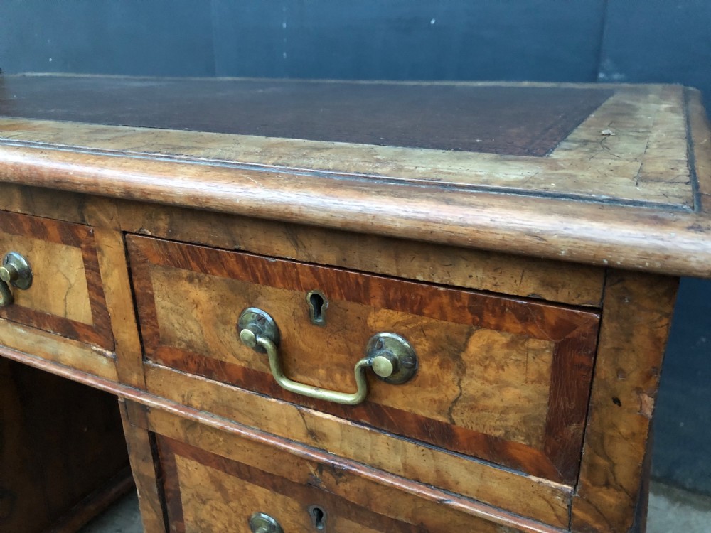 small figured walnut regency period pedestal desk View III