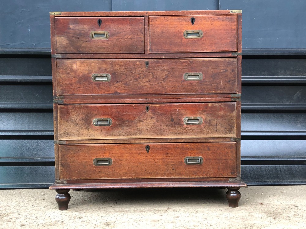 19th century teak campaign chest