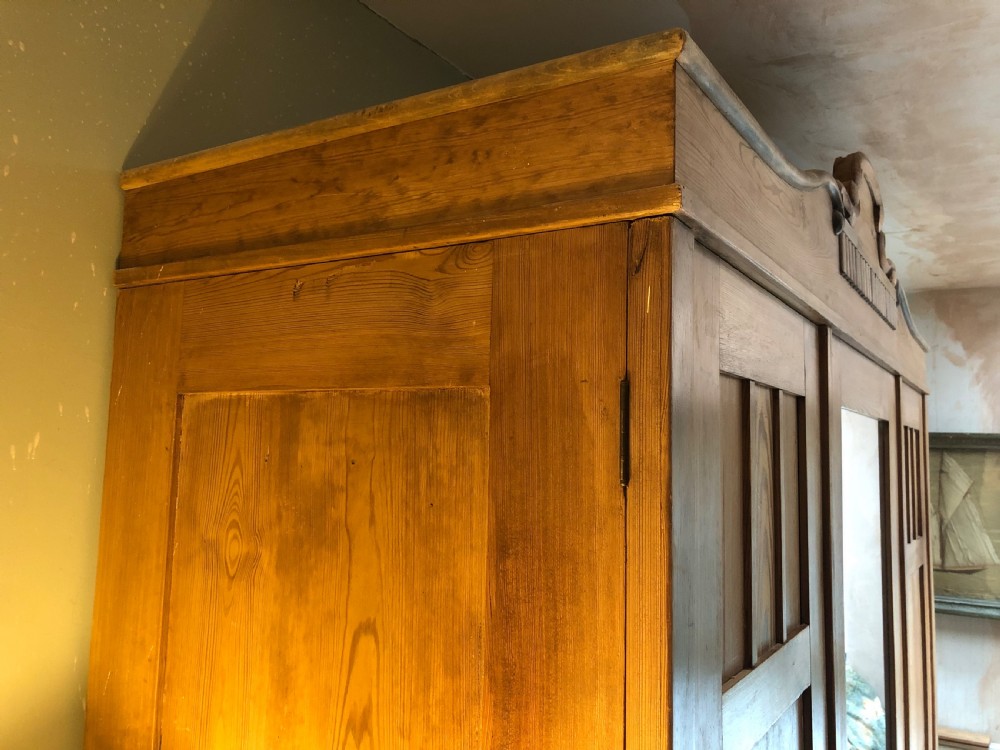 Edwardian pine triple knockdown wardrobe  View II