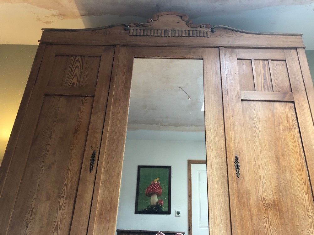 Edwardian pine triple knockdown wardrobe  View III