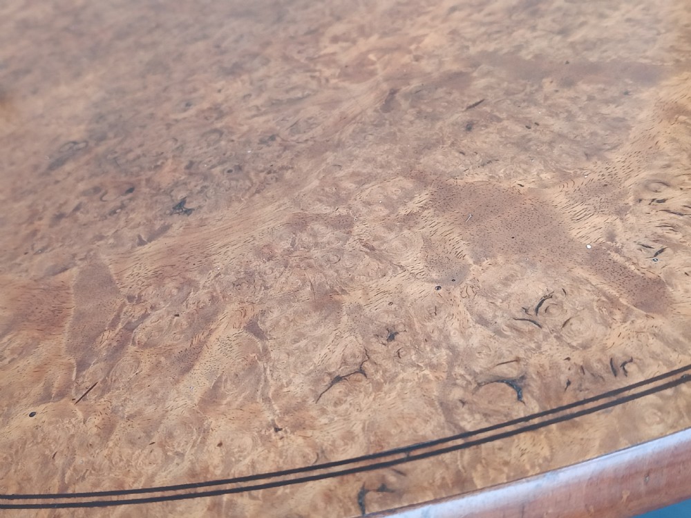 Burr elm and marquetry centre table View II