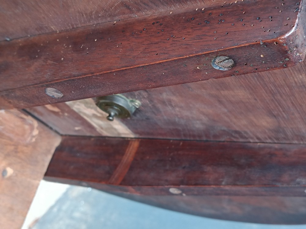 Burr elm and marquetry centre table View VIII