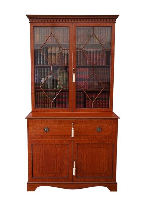 Satinwood Secretaire Bookcase