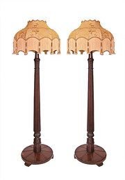 Pair of Edwardian Mahogany Standard Lights