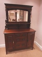 Art Nouveau Walnut Mirror Back Sideboard