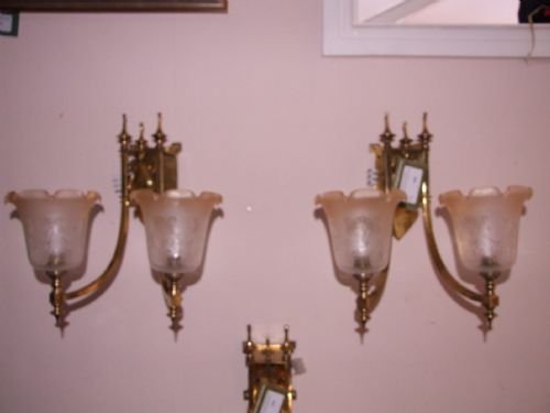 Pair of Edwardian Brass Wall Lights