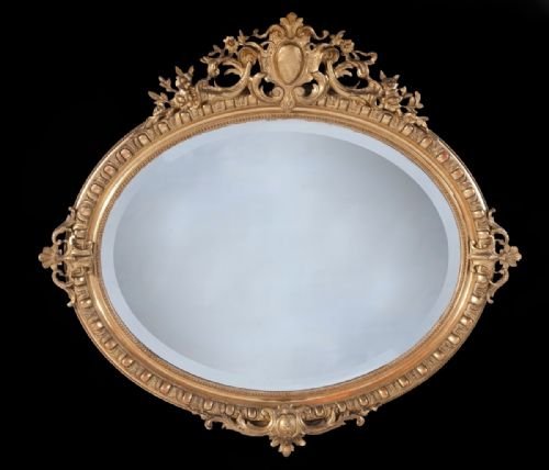 Large 19th Century Oval Gilt Mirror