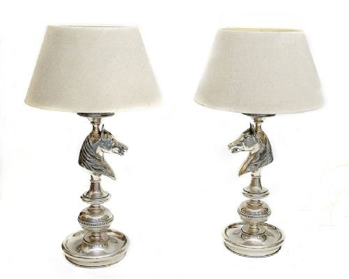 Pair of 1930'S Silver Plated Large Table Lights