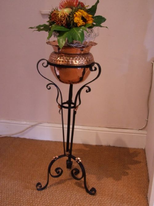 Art Nouveau Copper and Cast Iron Planter