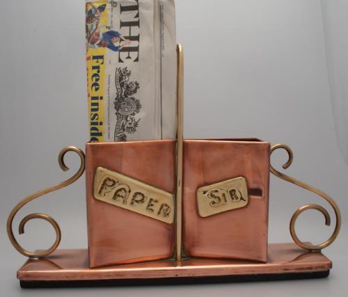 Copper and Brass Newspaper Stand C1900