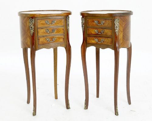 Pair of French Louis Xv Style Bedside Cabinets