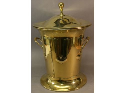 Arts and Crafts Brass Coal Bin