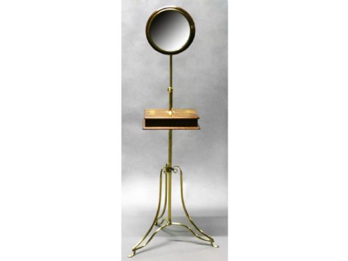 Late Victorian Brass and Mahogany Shaving Stand