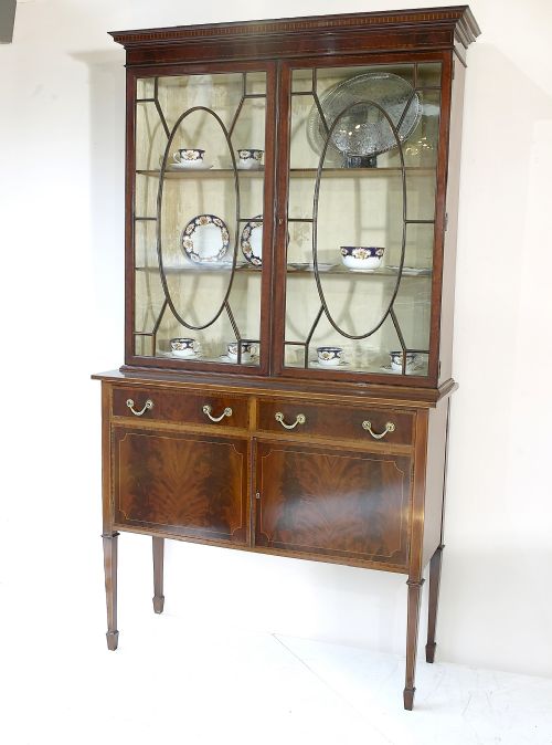 Edwardian Mahogany Bookcase/display Cabinet