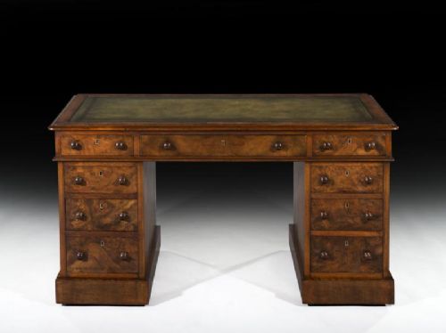Handsome Burr Walnut Desk