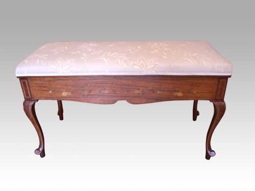 Edwardian Inlaid Duet Piano Stool