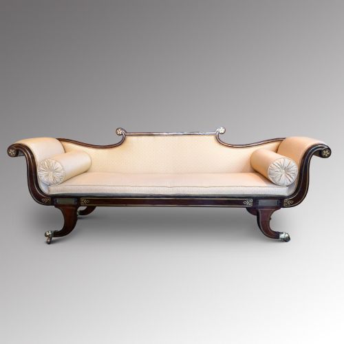Regency Brass Inlaid Rosewood Settee