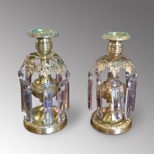 Pair of Parcel Gilt Candlestick Lustres