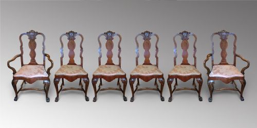 Set of 6 Dining Walnut Chairs