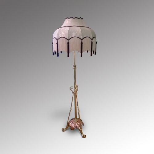 Arts and Crafts Brass Telescopic Standard Lamp
