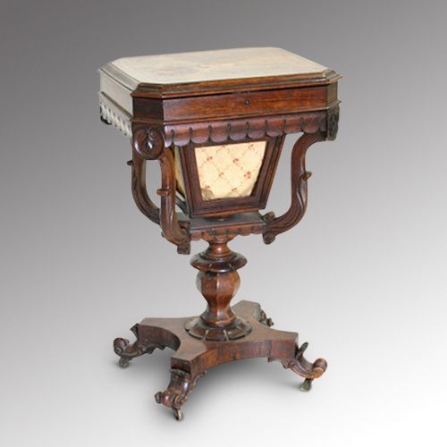 William IV Rosewood Pedestal Work Table