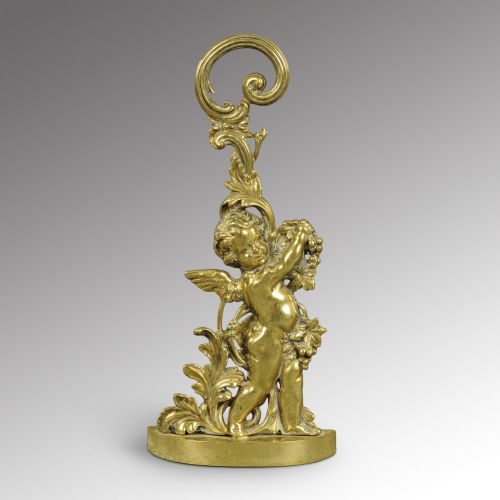Victorian Brass Doorstop in the Form of a Baccanal Cherub