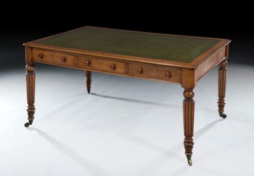 Victorian Blond Oak Veneered Writing Table