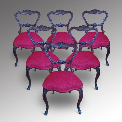 Set of Six Victorian Rosewood Dining Chairs
